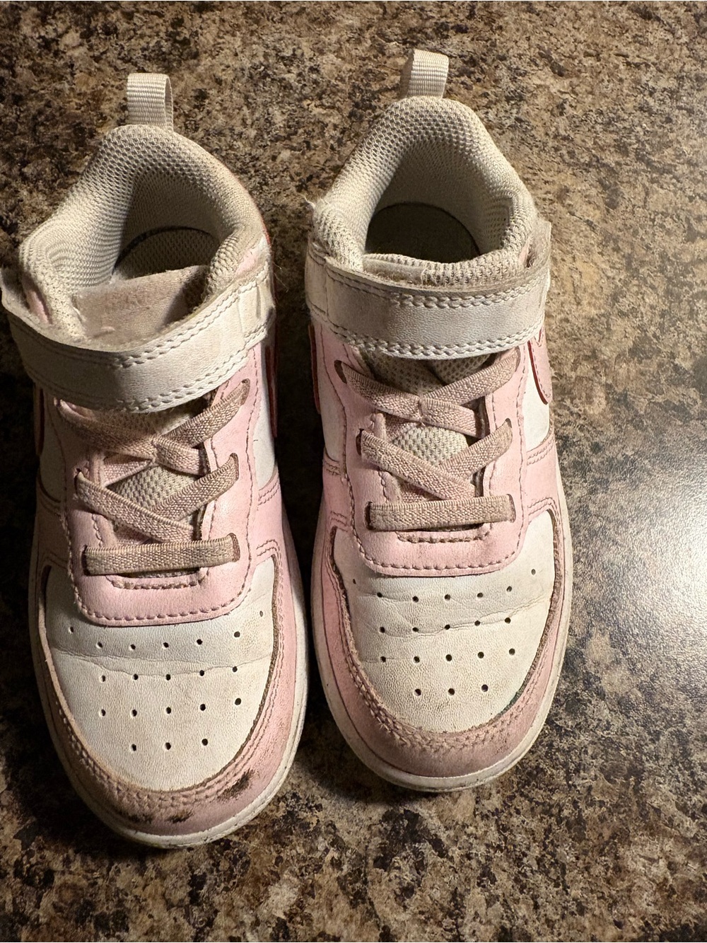 Nike Kids Pink and White Hook-and-Loop Sneakers
